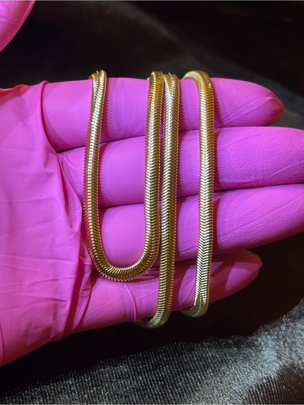 4mm Yellow Gold Herringbone Necklace 24in - Picture 15 of 16